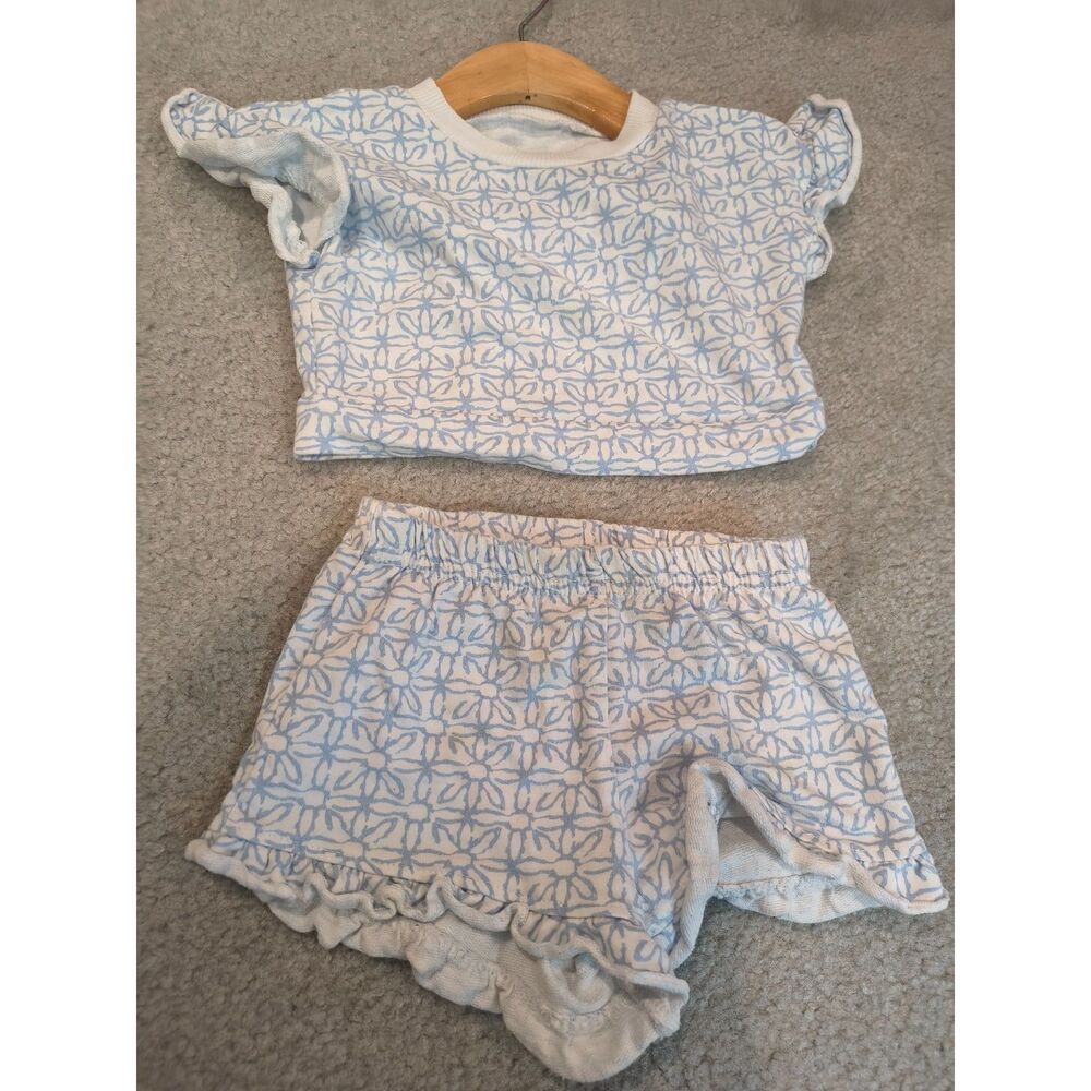 Girls cotton lounge top and matching ruffle shorts